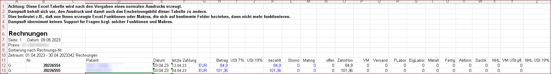 DampsoftRechnungsListe